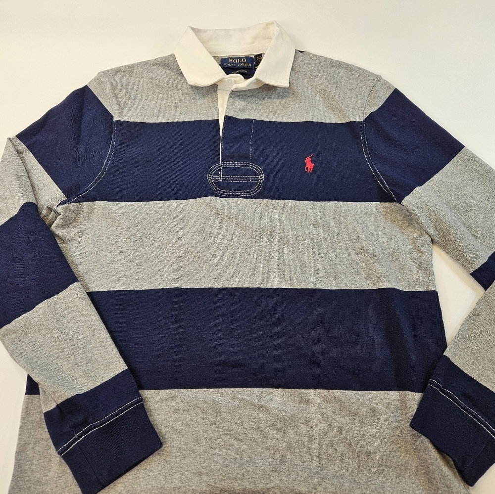 Polo Ralph Lauren Rugby Stripe Long Sleeve Men's Preppy Dress Shirt - Picture 1 of 9